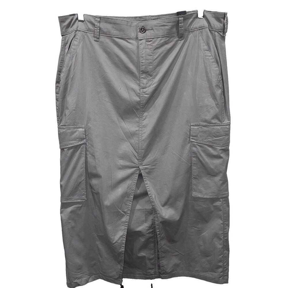 NWT Torrid Cargo Pockets Midi Skirt Size 18 Gray Wild Dove Cotton Poplin Utility